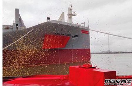 黄埔文冲为万海航运建造第10艘2038TEU集装箱船命名