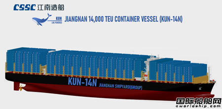  江南造船自主研发系列绿色集装箱船正式命名为“鲲”,