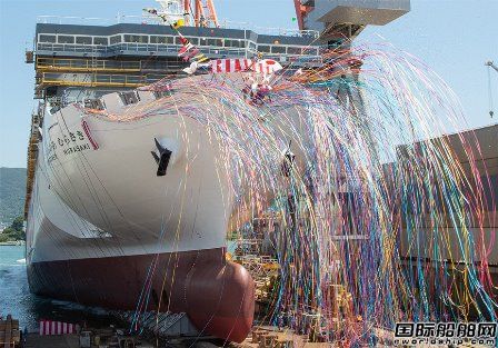 三菱重工为商船三井建造第2艘LNG动力客滚船命名下水
