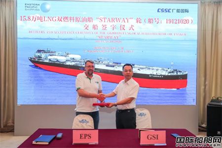  提前60天！广船国际交付EPS第2艘15.8万吨LNG双燃料油船,