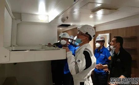 外高桥造船国产首制大型邮轮舱室样板舱完工报验复检顺利完成