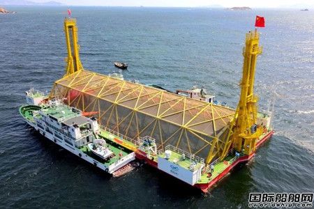 马尾造船建造“乾动2号”海鱼养殖平台顺利下水,