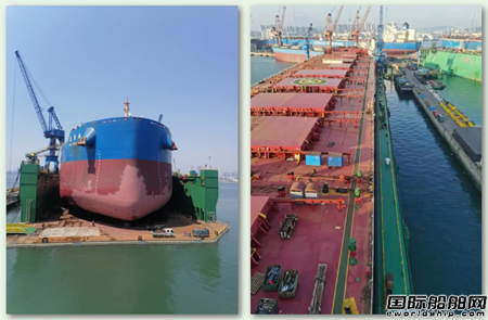  大连中远海运重工20万吨级浮船坞“远洋五”号升级改造完工投产,