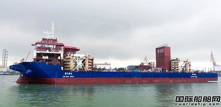 广船国际首次建造1600吨自升自航式海上风电安装平台顺利过驳