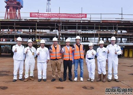 威海金陵为华科五洲建造第三座自升自航式作业平台铺底