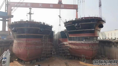 舜天造船一艘63500吨散货船实现主船体贯通