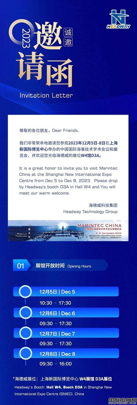  展位W4D3A，海德威邀约2023上海国际海事展相见！,