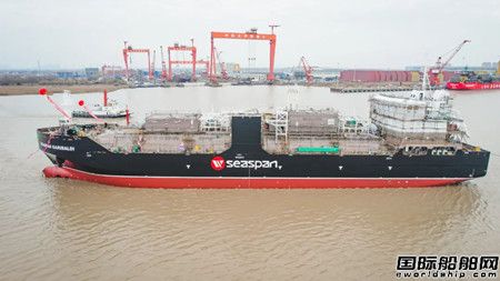  中集太平洋海工为Seaspan建造首艘7600方LNG加注船顺利下水,