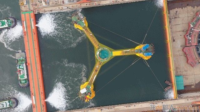 [海工]国内首座“双百”深远海浮式风电平台出坞,