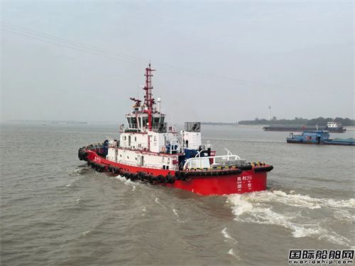 江新造船为胜利油田建造两艘5000马力全回转拖轮交付离厂