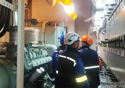 中船天津在建C16K-12号船总组阶段应急发电机负荷交验成功