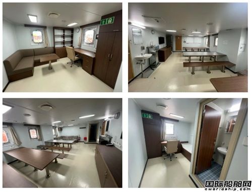 南通远洋配套/威海重工科技甲醇加注船上建生活区内装工程完工,
